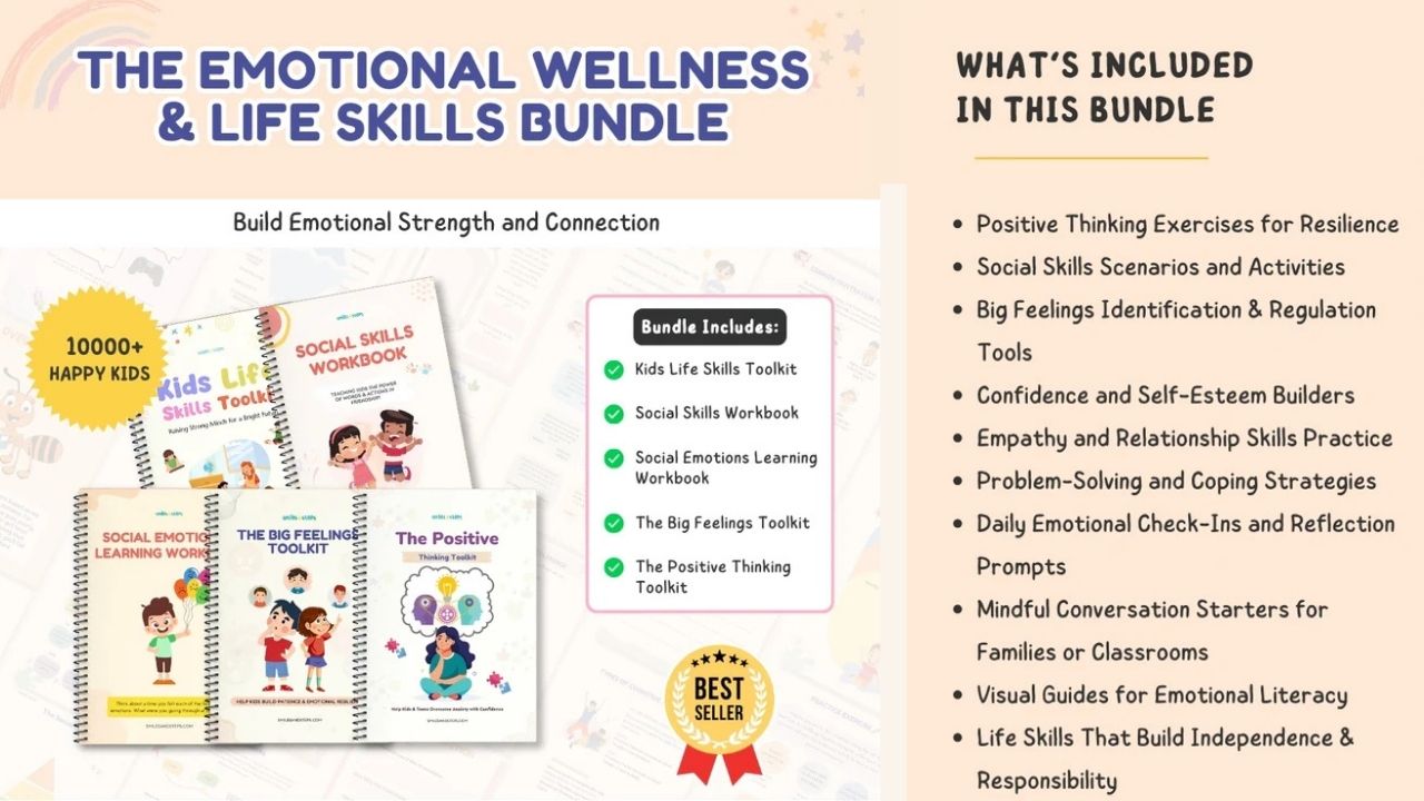 The Emotional Wellness & Life Skills 5+ Workbook Bundle for Kids